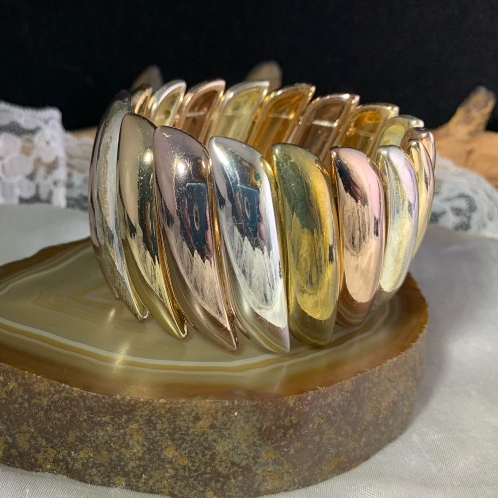 Vintage Tri Color Heavy Stretchy Chunky Bracelet
